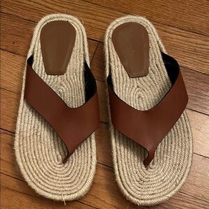 ME+EM Leather Espadrille Slides